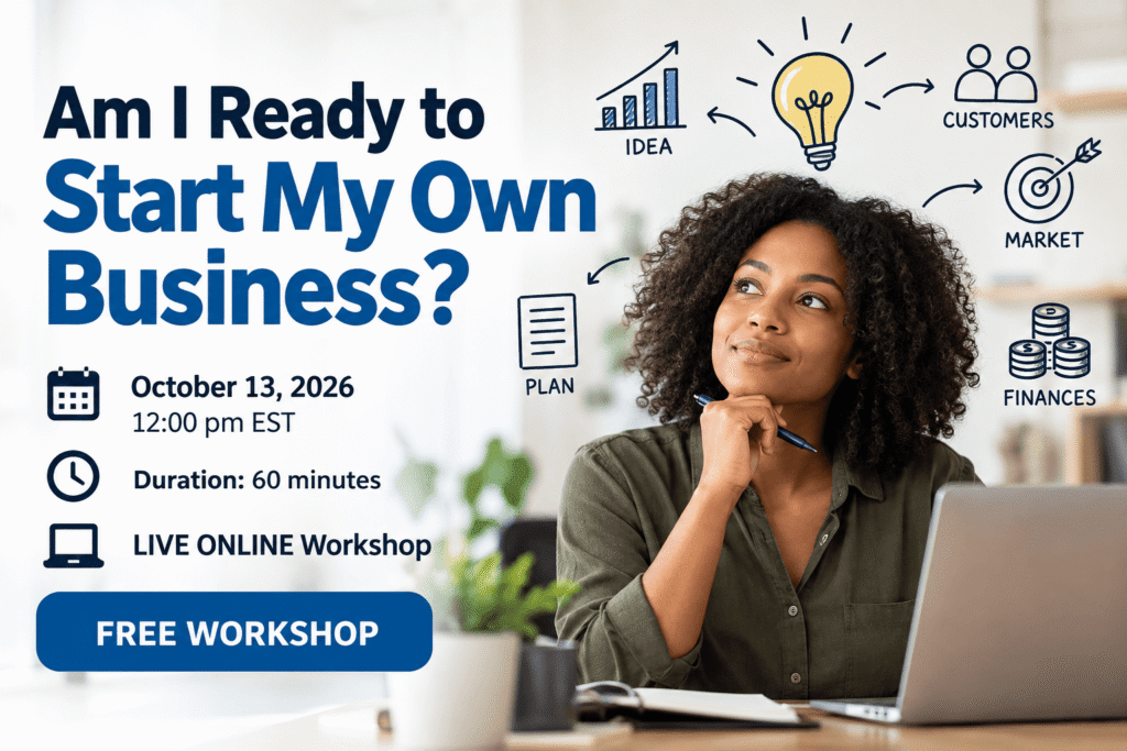 Woman planning to start her own business for a free online entrepreneurship workshop